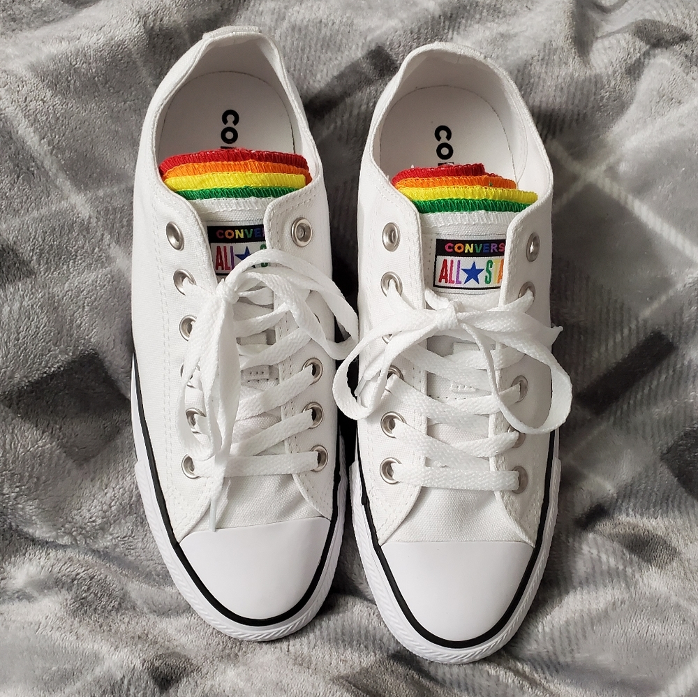 Converse White Rainbow Toungue Rare Shoe
